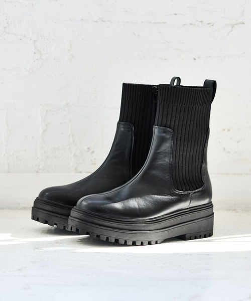 Juze(ジュゼ)の「タンクソールサイドニットブーツ(ブーツ・レディース・ブラウン/ブラック・L/M/S)」の20枚目の写真