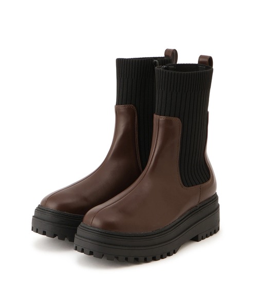 Juze(ジュゼ)の「タンクソールサイドニットブーツ(ブーツ・レディース・ブラウン/ブラック・L/M/S)」の10枚目の写真