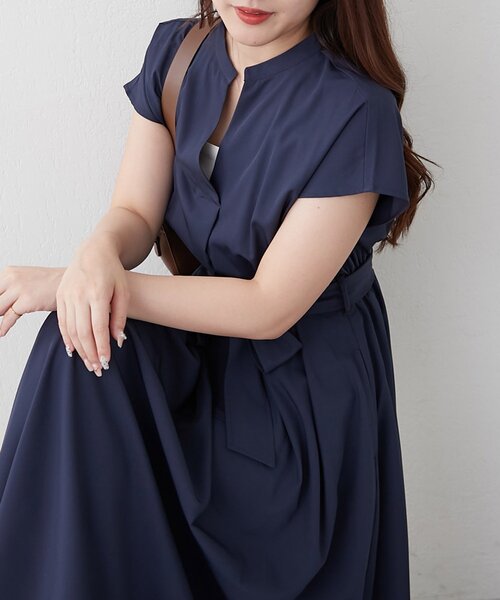 continuer de NICE CLAUP(コンティニューデナイスクラップ)の「スキッパーフレンチタックワンピース(ワンピース・レディース・ネイビー/ブラウン/ストライプ/チェック・FREE)」の12枚目の写真