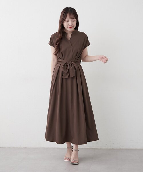 continuer de NICE CLAUP(コンティニューデナイスクラップ)の「スキッパーフレンチタックワンピース(ワンピース・レディース・ネイビー/ブラウン/ストライプ/チェック・FREE)」の10枚目の写真