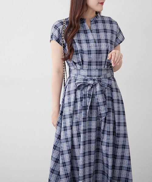 continuer de NICE CLAUP(コンティニューデナイスクラップ)の「スキッパーフレンチタックワンピース(ワンピース・レディース・ネイビー/ブラウン/ストライプ/チェック・FREE)」の22枚目の写真