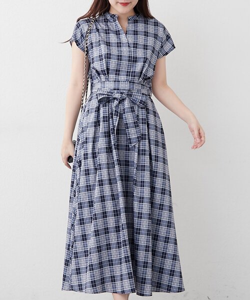 continuer de NICE CLAUP(コンティニューデナイスクラップ)の「スキッパーフレンチタックワンピース(ワンピース・レディース・ネイビー/ブラウン/ストライプ/チェック・FREE)」の21枚目の写真