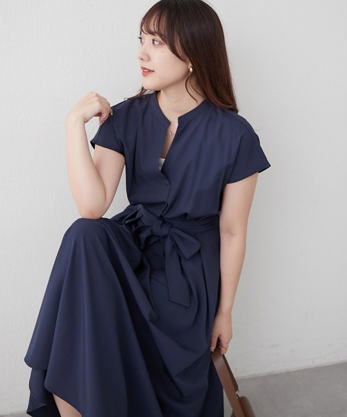 continuer de NICE CLAUP(コンティニューデナイスクラップ)の「スキッパーフレンチタックワンピース(ワンピース・レディース・ネイビー/ブラウン/ストライプ/チェック・FREE)」の3枚目の写真