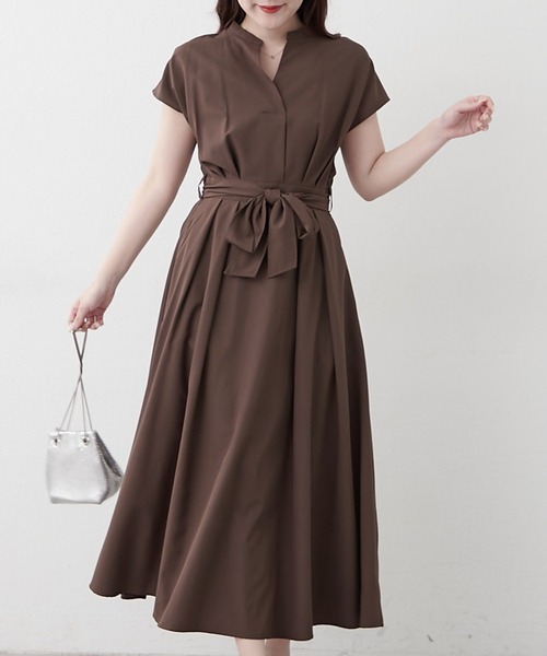 continuer de NICE CLAUP(コンティニューデナイスクラップ)の「スキッパーフレンチタックワンピース(ワンピース・レディース・ネイビー/ブラウン/ストライプ/チェック・FREE)」の2枚目の写真
