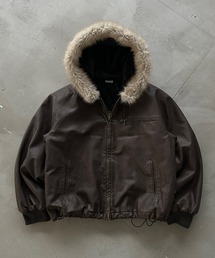 WISH FOR EVER(EBbVtH[Go[)DRAW CODE DOUBLE ZIP ARTIFICIAL 2WAY HOOD BLOUSON / h[R[h_uWbvA[eBtBVQWAYt[hu](u])