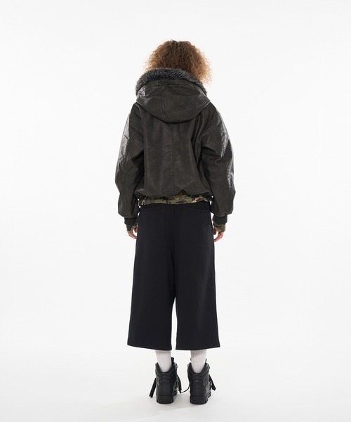 WISH FOR EVER（ウィッシュフォーエバー）の「【新色登場】DRAW CODE DOUBLE ZIP ARTIFICIAL 2WAY HOOD BLOUSON / ドローコードダブルジップアーティフィシャル２WAYフードブルゾン（ブルゾン・メンズ・ブラック/カーキ/ブラウン/ダークブラウン/その他/ベージュ・SMALL/MEDIUM/LARGE）」の14枚目の写真