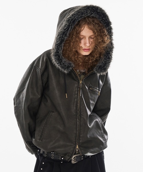 DRAW CODE DOUBLE ZIP ARTIFICIAL 2WAY HOOD BLOUSON / ドロー