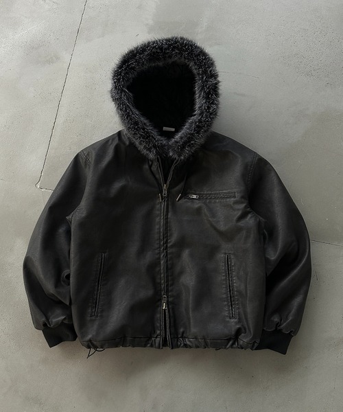DRAW CODE DOUBLE ZIP ARTIFICIAL 2WAY HOOD BLOUSON / ドロー