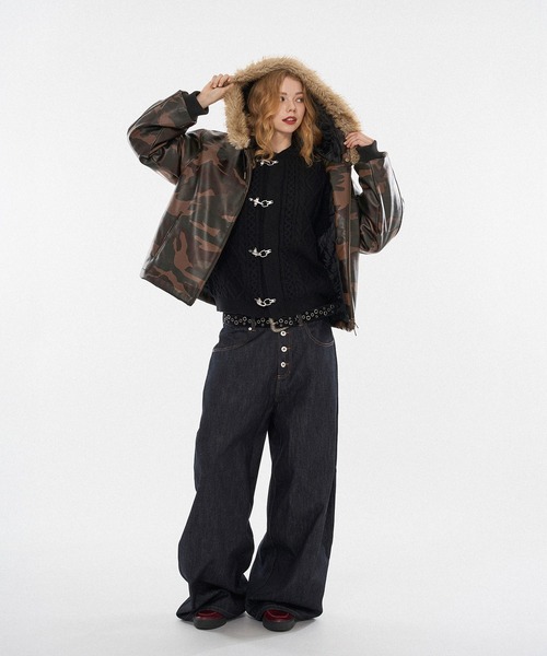 平成y2k ファー付きダブルジップWISH FOR EVER フードブルゾン 平成y2k ファー付きダブルジップWISH FOR EVER フードブルゾン WISH