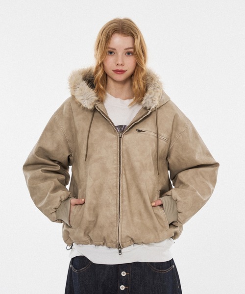 新色登場】DRAW CODE DOUBLE ZIP ARTIFICIAL 2WAY HOOD BLOUSON