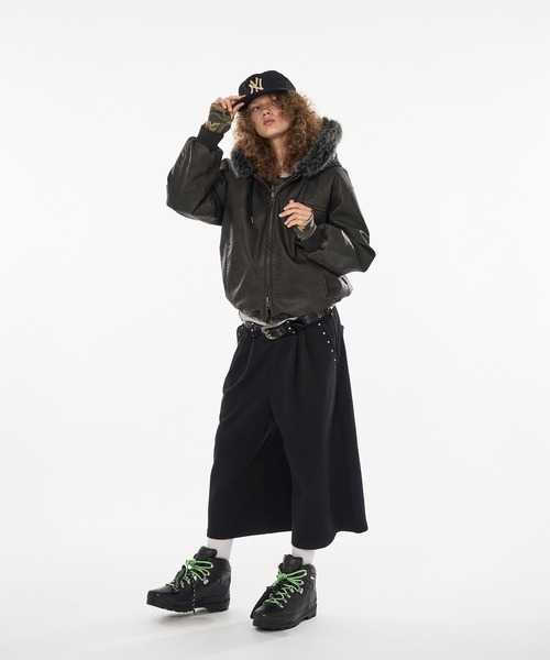 DRAW CODE DOUBLE ZIP ARTIFICIAL 2WAY HOOD BLOUSON / ドロー