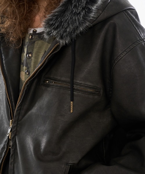 新色登場】DRAW CODE DOUBLE ZIP ARTIFICIAL 2WAY HOOD BLOUSON