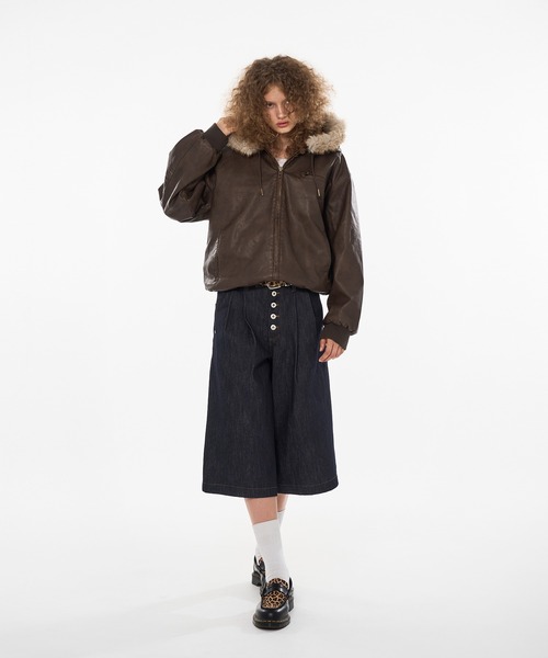 DRAW CODE DOUBLE ZIP ARTIFICIAL 2WAY HOOD BLOUSON / ドロー