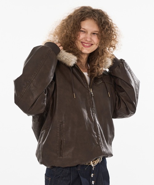 新色登場】DRAW CODE DOUBLE ZIP ARTIFICIAL 2WAY HOOD BLOUSON