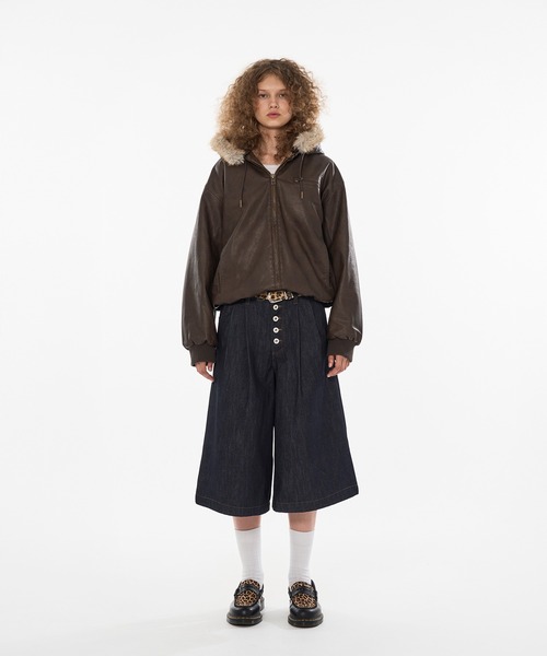 ドローコードダブルジップアーティフィシャル２WAYフードブルゾン 新色登場】DRAW CODE DOUBLE ZIP ARTIFICIAL 2WAY HOOD BLOUSON