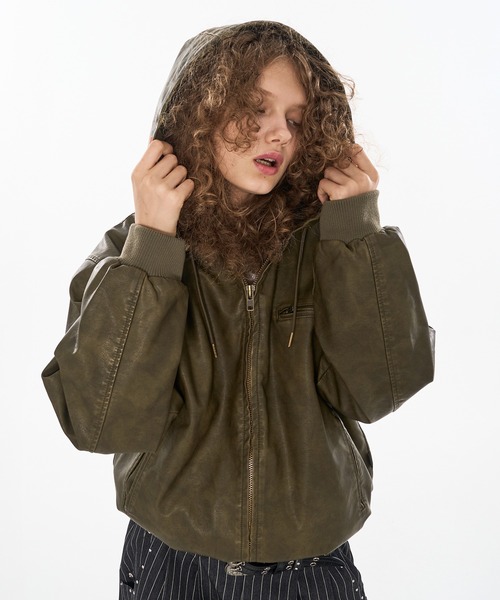 新色登場】DRAW CODE DOUBLE ZIP ARTIFICIAL 2WAY HOOD BLOUSON