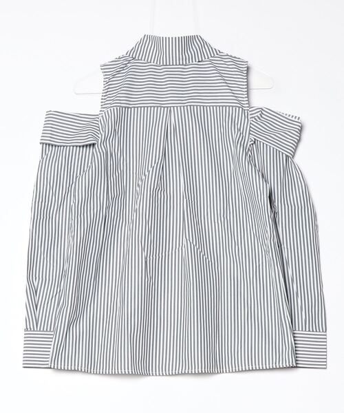 gossip!ロサンゼルス(ゴシップロサンゼルス)の「【Y2Kガーリー】レトロストライプ柄オフショルダーロングスリーブシャツ(Tシャツ/カットソー・レディース・ストライプ・M)」の6枚目の写真