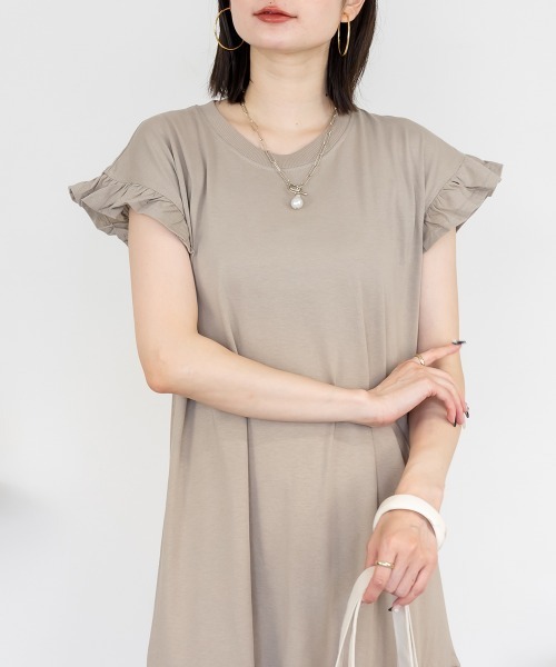 aity(アイティ)の「フレンチスリーブワンピース マキシ丈 ロング 綿100% 大きいサイズ 夏服(ワンピース・レディース・チャコール/ブラック/グレイッシュベージュ・M~L/LL~3L/4L~5L)」の5枚目の写真