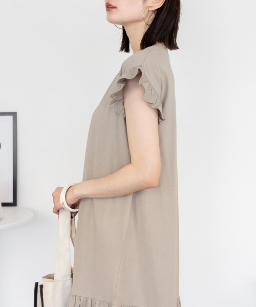 aity(アイティ)の「フレンチスリーブワンピース マキシ丈 ロング 綿100% 大きいサイズ 夏服(ワンピース・レディース・チャコール/ブラック/グレイッシュベージュ・M~L/LL~3L/4L~5L)」の7枚目の写真