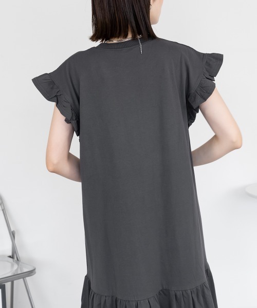 aity(アイティ)の「フレンチスリーブワンピース マキシ丈 ロング 綿100% 大きいサイズ 夏服(ワンピース・レディース・チャコール/ブラック/グレイッシュベージュ・M~L/LL~3L/4L~5L)」の14枚目の写真