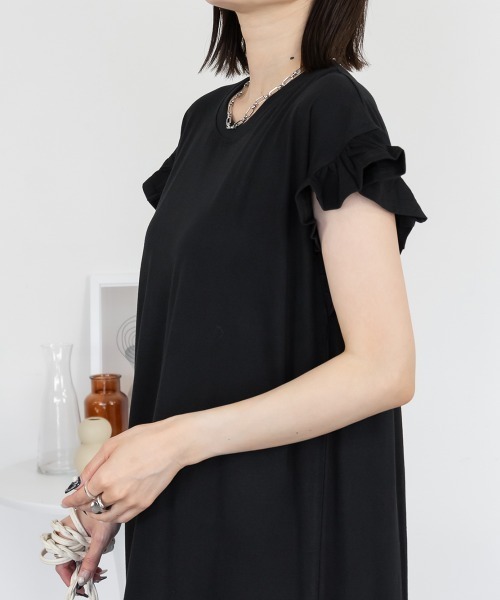 aity(アイティ)の「フレンチスリーブワンピース マキシ丈 ロング 綿100% 大きいサイズ 夏服(ワンピース・レディース・チャコール/ブラック/グレイッシュベージュ・M~L/LL~3L/4L~5L)」の17枚目の写真