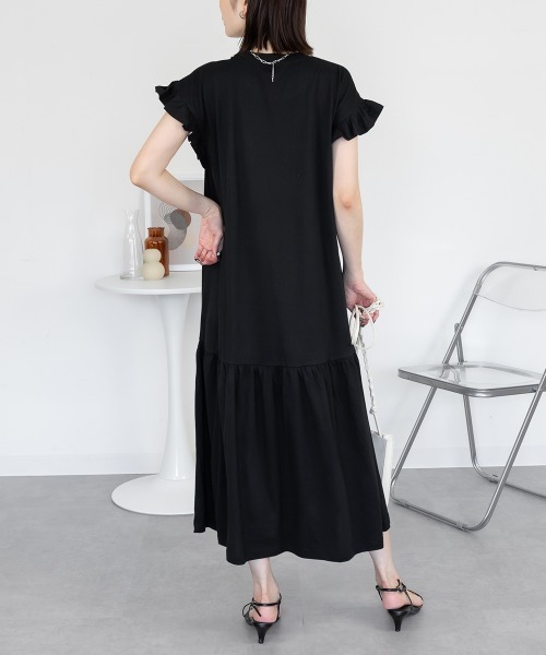 aity(アイティ)の「フレンチスリーブワンピース マキシ丈 ロング 綿100% 大きいサイズ 夏服(ワンピース・レディース・チャコール/ブラック/グレイッシュベージュ・M~L/LL~3L/4L~5L)」の19枚目の写真