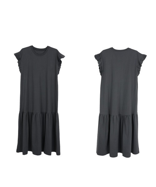 aity(アイティ)の「フレンチスリーブワンピース マキシ丈 ロング 綿100% 大きいサイズ 夏服(ワンピース・レディース・チャコール/ブラック/グレイッシュベージュ・M~L/LL~3L/4L~5L)」の4枚目の写真