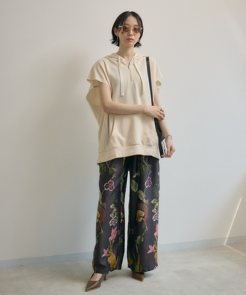 Paradise Picnic（パラダイスピクニック）の「ミニ裏毛フードベスト（ベスト・レディース・チャコールグレー/アイボリー・FREE）」の13枚目の写真