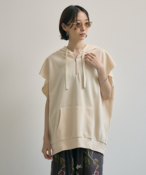 Paradise Picnic（パラダイスピクニック）の「ミニ裏毛フードベスト（ベスト・レディース・チャコールグレー/アイボリー・FREE）」の14枚目の写真