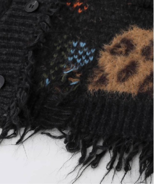 U:UME(ユーム)の「Patchwork Broken Fringe Cardigan(カーディガン/ボレロ・メンズ・レッド/ダークグレー/ベージュ・SMALL/MEDIUM/LARGE)」の7枚目の写真