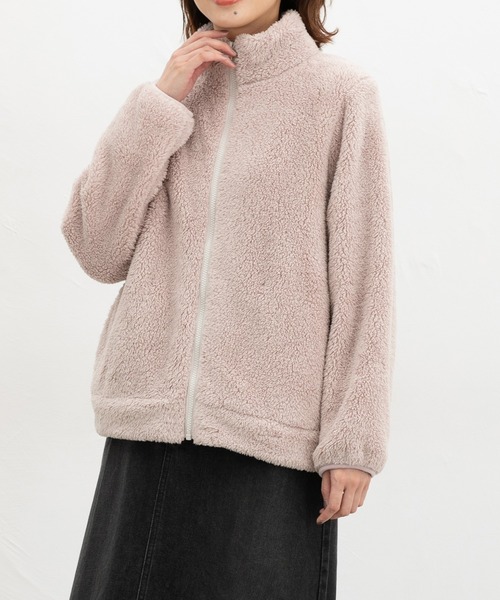 Honeys(ハニーズ)の「【ハニぽか】ボアスタンドジップカーデ(カーディガン/ボレロ・レディース・アイボリー/ピンク/モカ/ベージュ/ネイビー/スミクロ/サックスブルー・S/M/LL/L/3L)」の17枚目の写真