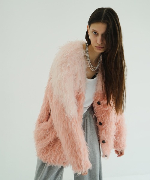 CLANE（クラネ）の「BI COLOR SHAGGY KNIT CARDIGAN（カーディガン/ボレロ・レディース・その他/アイボリー/ピンク・2/1）」の21枚目の写真