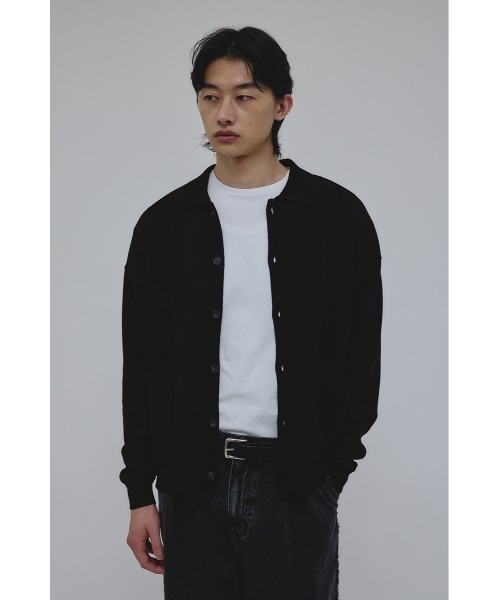 STYLEMIXER(スタイルミキサー)の「リブカラーニットカーディガン(カーディガン/ボレロ・メンズ・ブラック/カーキ・MEDIUM/LARGE)」の2枚目の写真