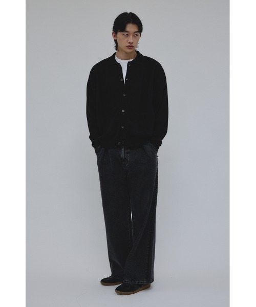STYLEMIXER(スタイルミキサー)の「リブカラーニットカーディガン(カーディガン/ボレロ・メンズ・ブラック/カーキ・MEDIUM/LARGE)」の4枚目の写真