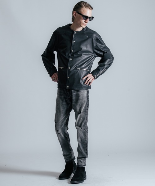 CRIMIE(クライミー)の「LAMB LEATHER RIDERS CARDIGAN(ライダースジャケット・メンズ・ブラック/ネイビー・S/M/L/XL/XXL)」の3枚目の写真