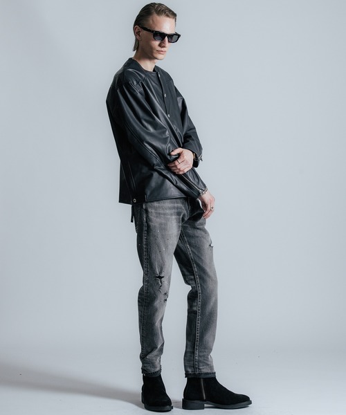 CRIMIE(クライミー)の「LAMB LEATHER RIDERS CARDIGAN(ライダースジャケット・メンズ・ブラック/ネイビー・S/M/L/XL/XXL)」の6枚目の写真