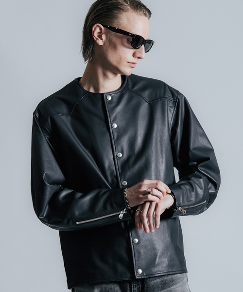 CRIMIE(クライミー)の「LAMB LEATHER RIDERS CARDIGAN(ライダースジャケット・メンズ・ブラック/ネイビー・S/M/L/XL/XXL)」の9枚目の写真