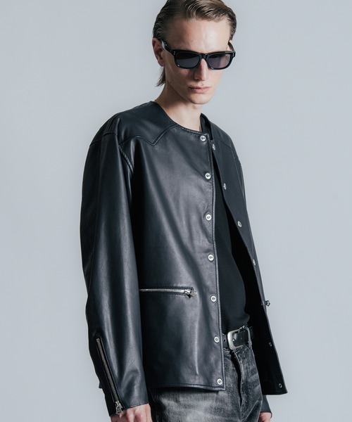 CRIMIE(クライミー)の「LAMB LEATHER RIDERS CARDIGAN(ライダースジャケット・メンズ・ブラック/ネイビー・S/M/L/XL/XXL)」の10枚目の写真