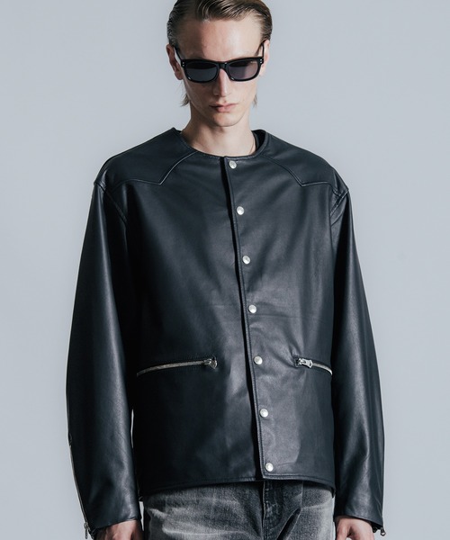 CRIMIE(クライミー)の「LAMB LEATHER RIDERS CARDIGAN(ライダースジャケット・メンズ・ブラック/ネイビー・S/M/L/XL/XXL)」の12枚目の写真