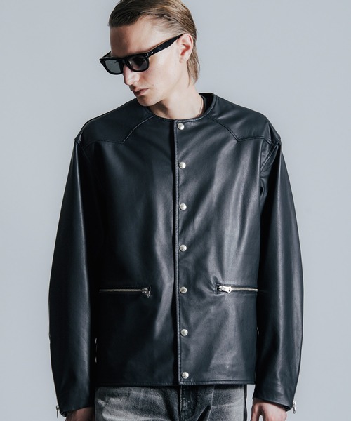 CRIMIE(クライミー)の「LAMB LEATHER RIDERS CARDIGAN(ライダースジャケット・メンズ・ブラック/ネイビー・S/M/L/XL/XXL)」の13枚目の写真