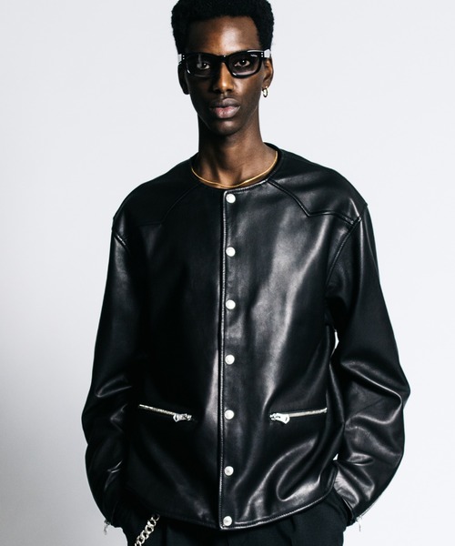 CRIMIE(クライミー)の「LAMB LEATHER RIDERS CARDIGAN(ライダースジャケット・メンズ・ブラック/ネイビー・S/M/L/XL/XXL)」の10枚目の写真