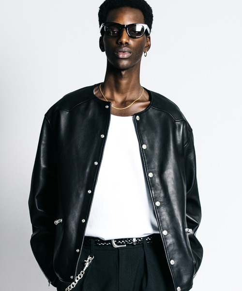 CRIMIE(クライミー)の「LAMB LEATHER RIDERS CARDIGAN(ライダースジャケット・メンズ・ブラック/ネイビー・S/M/L/XL/XXL)」の11枚目の写真
