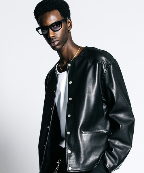 CRIMIE(クライミー)の「LAMB LEATHER RIDERS CARDIGAN(ライダースジャケット・メンズ・ブラック/ネイビー・S/M/L/XL/XXL)」の12枚目の写真
