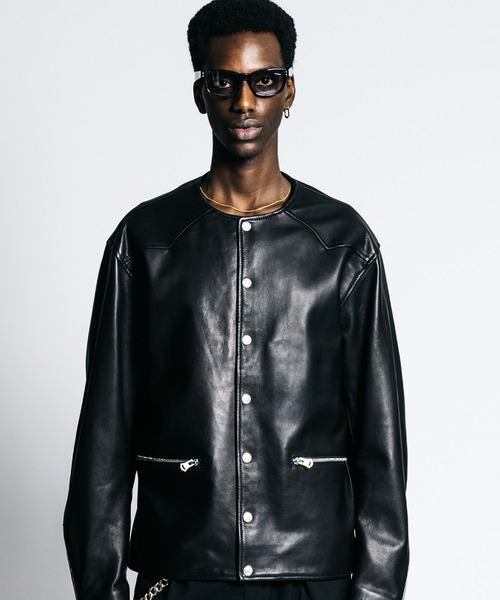 CRIMIE(クライミー)の「LAMB LEATHER RIDERS CARDIGAN(ライダースジャケット・メンズ・ブラック/ネイビー・S/M/L/XL/XXL)」の14枚目の写真
