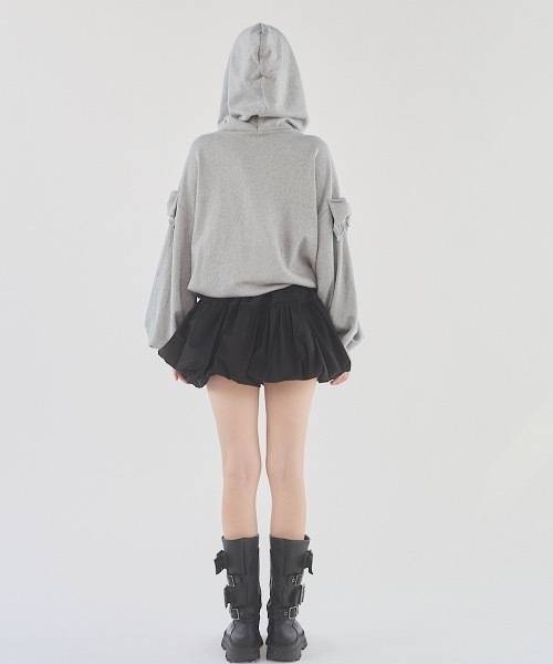 lillilly グレー　リボン　パーカー lilLilly（リルリリー）の「リボンフーディーパーカー（パーカー