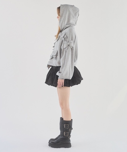 lilLilly リルリリー ダブルリボンパーカー　グレー lilLilly（リルリリー）の「ダブルリボンパーカー（パーカー