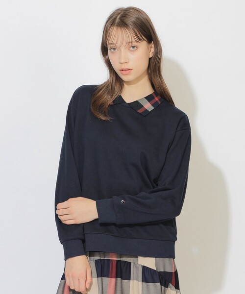 CB CRESTBRIDGE(シービークレストブリッジ)の「ヘッジホッグ2WAYポロプルオーバー(Tシャツ/カットソー・レディース・ピンク系その他2/ライトグレー/ダークネイビー・M)」の3枚目の写真
