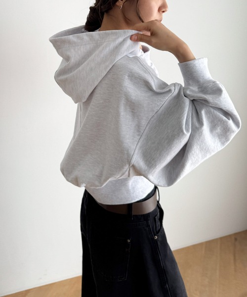 CANAL JEAN（キャナルジーン）の「diggity　クロップドフーディ（パーカー・レディース・グレー・ONE SIZE）」の2枚目の写真