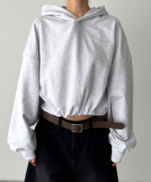 CANAL JEAN（キャナルジーン）の「diggity　クロップドフーディ（パーカー・レディース・グレー・ONE SIZE）」の6枚目の写真