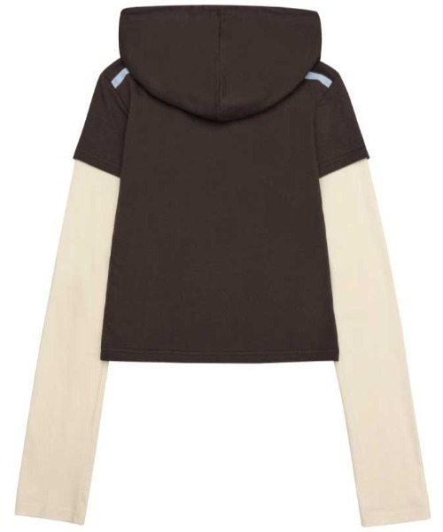 AMESWORLDWIDE(アメスワールドワイド)の「A'GEM/9 × .kom 『AMESWORLDWIDE/アメスワールドワイド』 HOODIE LAYERED LONGSLEEVE TEE/フード レイヤード長袖Tシャツ(Tシャツ/カットソー・レディース・グレー/ブラウン・FREE)」の17枚目の写真